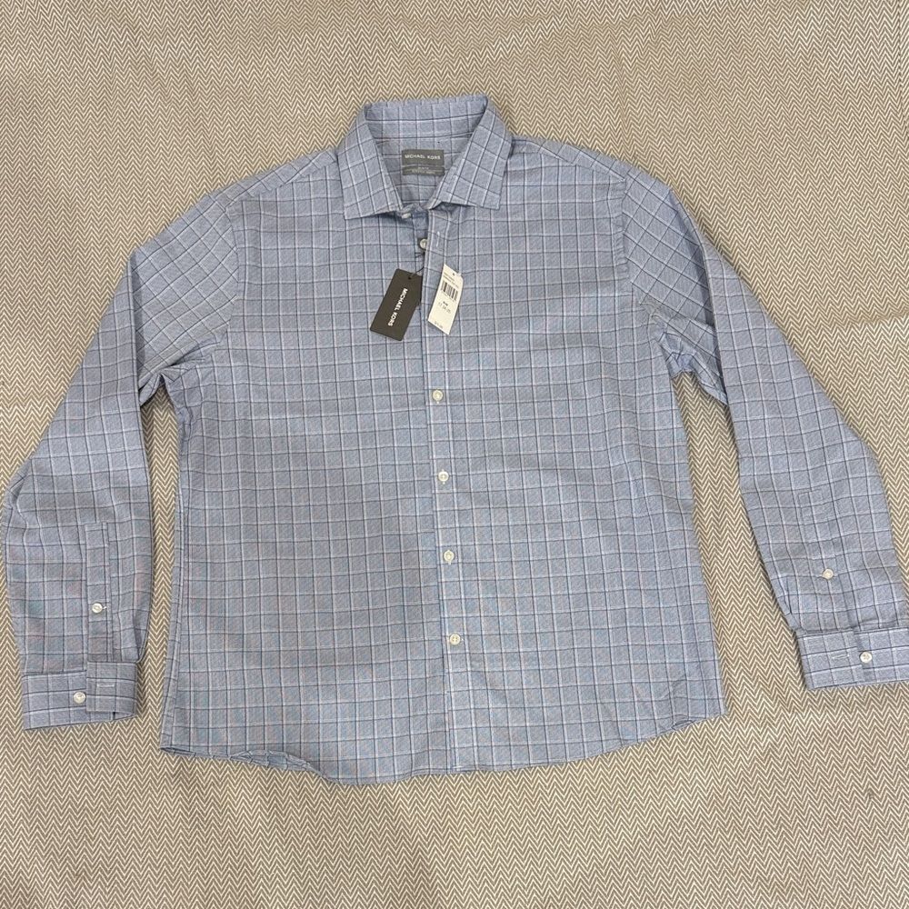 Michael Kors Blue Checkered Shirt Size XL